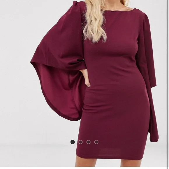 ax paris burgundy dress Burgundy Rib Knit Gold Buckle Detail Midi Dress